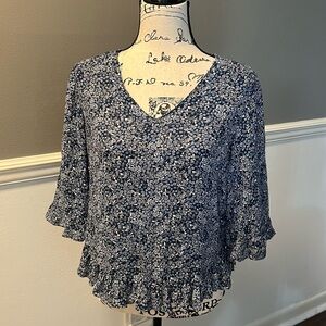 Cynthia Rocket Blue Floral Peplum Blouse